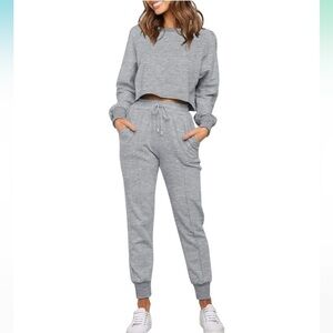 Gray Elastic Cuffed Jogger Pants with Relaxed Fit
